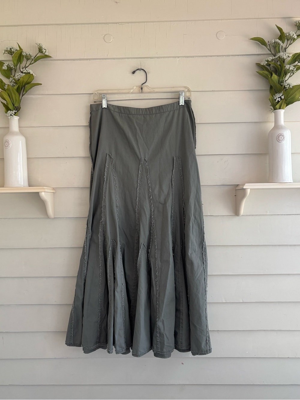 CAbi Olive Sage Green Cotton Tie up Skirt Women’s Size XS